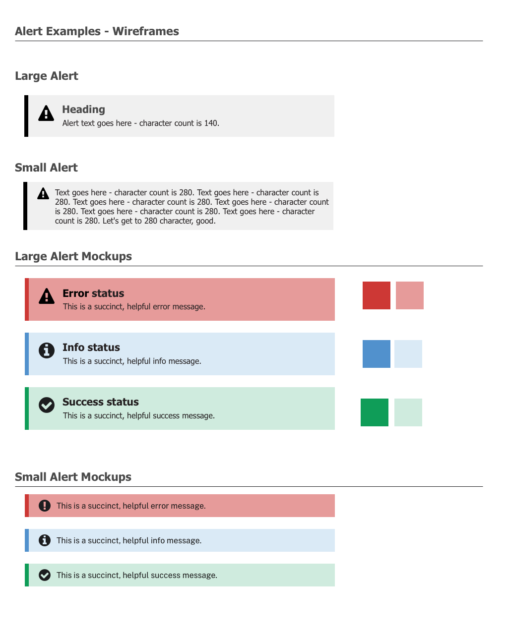 Alert mockups
