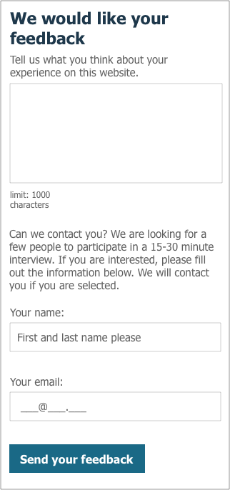 feedback form